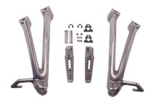 PAIR OF SILVER REAR FOOTRESTS
