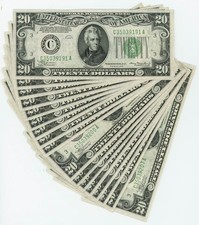 FR #2054C $20 1934 (17) Banconote Federal Reserve Philadelphia Consec Mule DC-6334