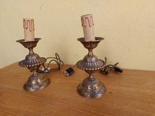 COPPIA DI LAMPADE LAMPADA ABATJOUR IN OTTONE STILE BAROCCHETTO H 25cm