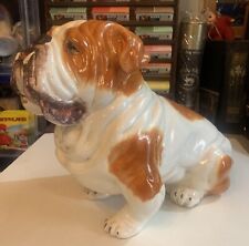 GRANDE SCULTURA VINTAGE METÀ SECOLO MAIOLICA ITALIANA BULLDOG PORCELLANA A GRANDEZZA NATURALE