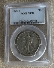 Mezzo dollaro argento 1936 S Liberty Walking PCGS VF 30 - spedizione gratuita