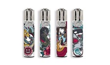Accendini CLIPPER LARGE BATTLE TATOO- 4 pezzi serie completa