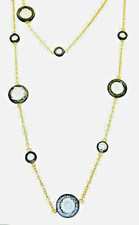 Cz Collana 18kt Oro Giallo Gunmetal Indossare Lungo Doppio 36 " Chanel Pietre