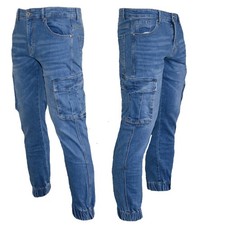Jeans uomo denim pantaloni cargo tasche laterali multitasche style slim 297