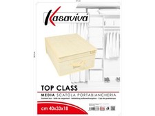 SCATOLA CONTENITORE PORTA BIANCHERIA KASAVIVA TOP CLASS MEDIA BEIGE CM. 40X33X18