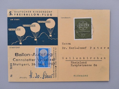 Ballonpost 1959 stoccarda - ballonpost,