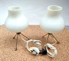 2 lampade abat-jour tripode ottone e materiale plastico Italia anni 60 vintage