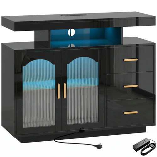 Credenza lucida con luci led - luci,