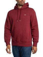 GANT Uomo Felpa con cappuccio pullover con scudo normale, Rosso