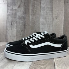 Scarpe da skateboard Vans Ward uomo 11,5 sneaker sportive tela scamosciata nero bianco