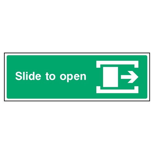 Slide open right sign or - to,
