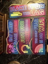 4 Pieces Neon Gaming Wood Sign