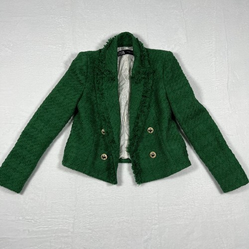Blazer zara verde tweed - blazer, donna
