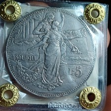 Moneta Rara VEIII Regno D Italia In Argento 5 Lire 1911 Spl Periziata