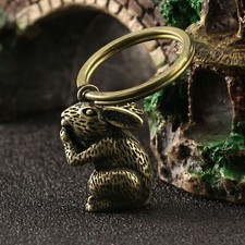 Solid Brass Rabbit Keychain