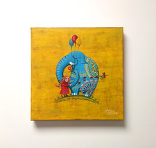 Elefante - Originale arte naif