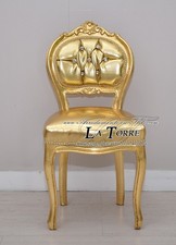 Sediolina luigi XV sedia musica legno massello foglia oro ecopelle oro k90