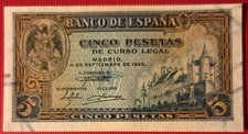 BILLETE 5 PESETAS  1940