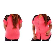 CAMICIA TOP ROSA CORALLO PIZZO