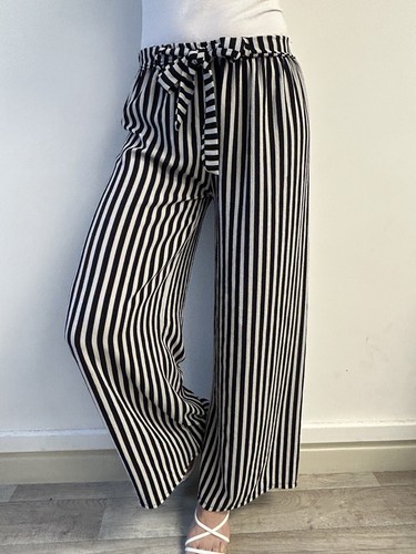 Pantalon palazzo noir blanc - et,