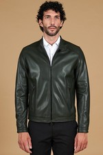 Giacca Vera Pelle Verde Uomo