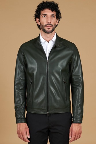 Giacca vera pelle verde uomo - giacca,