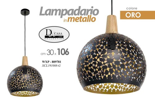 Lampadario tondo color oro - lampadario,