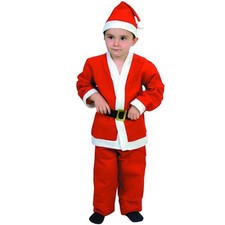 COSTUME BIMBO BABBO NATALE TG UNICA 4-5 ANNI VESTITO + CAPPELLO