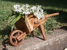 MINI CARRIOLA FIORIERA ARTIGIANALE IN LEGNO COLORE NOCE MEDIO Cm 33x16,5x14,5