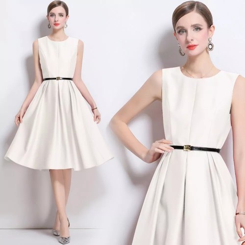 Vestito midi beige champagne - vestito,