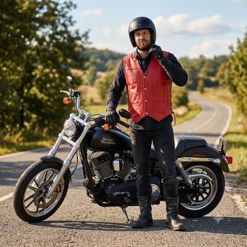 Gilet uomo stile western rosso