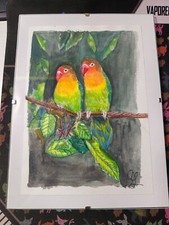 Quadro pappagalli acquerello