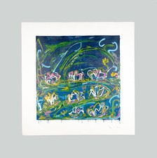 Mario SCHIFANO - "Gigli d'acqua", 1997 - Serigrafia materica, 85 x 85 cm