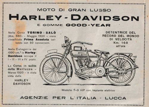 Pubblicita 1920 moto harley - pubblicita',