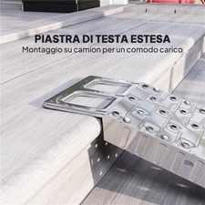 Rampa carico pieghevole antiscivolo moto con cinghia sicurezza acciaio argento