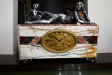 Orologio francese Art Deco in marmo (Chiparus Grisard Dunhill Art Deco Clock Greyhound)