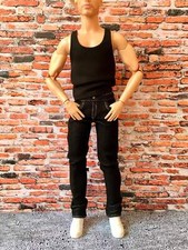 BQ‐NOIRIX – Jeans neri elasticizzati slim per bambole Ken scala 12" 1/6