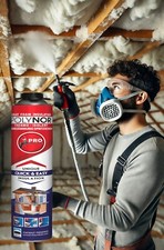 POLYNOR PRO 750ml PUR isolamento spray (pistole) 24 pz + tuta da pittore + ug...