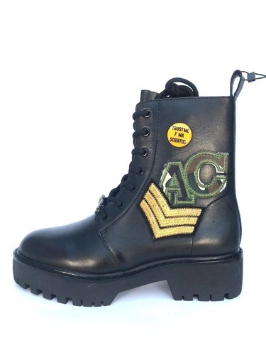 Zara pelle stivaletti - pelle, militari
