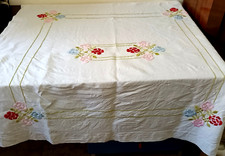 antica tovaglia ricamata a mano fine 800 liberty ricami a rilievo a punto pieno
