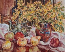 Fiori nei vasi, olio su tela, 59 x 47, quadro d'autore unico, arredamento
