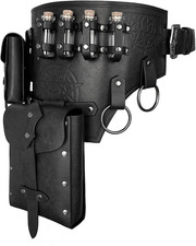 4 PC Costume Cintura Alchimia Medievale, Fantasia Finta Pelle Mago Porta Pozioni