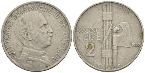 Italia regno 2 lire fascio - italia,,