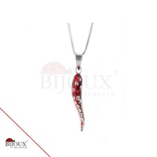 Collana Argento 925 Con Pendente Forma Corno Porta Fortuna