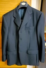 VESTITO ABITO UOMO NERO GIACCA PANTALONE GILET ELEGANTE TG.44