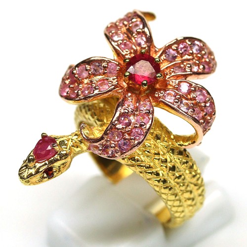 Anello fiore serpente zaffiro