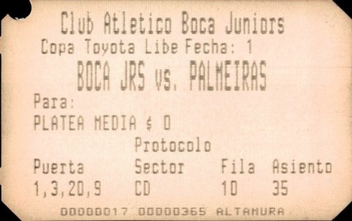 Biglietto stadio boca - biglietto,