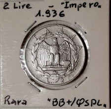 2 LIRE 1936 IMPERO - VITTORIO EMANUELE III - REGNO D'ITALIA - RARA