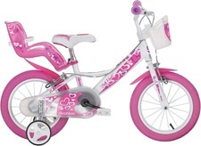 Bicicletta Bambina 16'' Rosa Bianco Dino Bikes - Modello 164RN con Rotelle Nuova