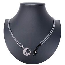 Chiave di Violino Nero Ciondolo Spezzato 2x Collana Acciaio Uomo Donna Amici A05